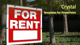  Presentation with building - Cool new presentation with real estate listing - rent sign at an office backdrop and a tawny brown colored foreground