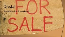  Presentation with for sale sign - PPT theme having propeller of boat with three white blades on blue background background and a ocean colored foreground