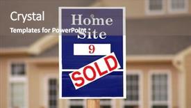  Presentation with seismic waves nepal earthquake sign - Presentation theme having real estate listing - sold sign on a residential background and a  colored foreground