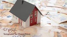  Presentation with european currency - Slides with real-estate-loan-concept-house background and a soft green colored foreground