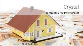  Presentation with european currency - Slide set consisting of real-estate-loan-concept-house background and a white colored foreground