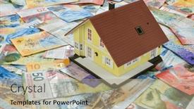  Presentation with real estate - Presentation design enhanced with real-estate-loan-concept-house and a  colored foreground