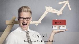  Presentation with real estate - Beautiful presentation featuring real estate market happy business backdrop and a light gray colored foreground