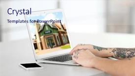  Presentation with property - Slides enhanced with real estate market website background and a  colored foreground