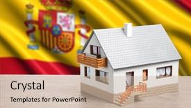  Presentation with classic - Amazing slide set having real estate marketing - classic house against spanish flag backdrop and a soft green colored foreground