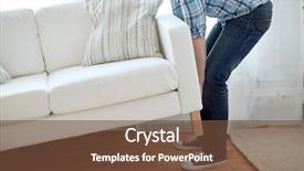  Presentation with new home - Slide set enhanced with real estate moving and furniture background and a tawny brown colored foreground