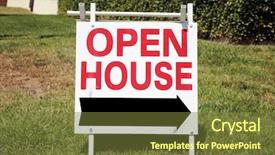  Presentation with yard sign - Amazing PPT theme having real estate open house sign backdrop and a tawny brown colored foreground