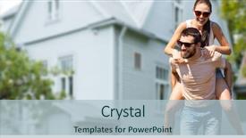  Presentation with for real estate - Slide deck enhanced with real estate and people concept background and a  colored foreground