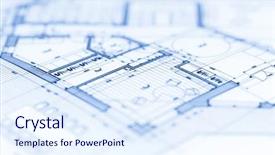  Presentation with drawing architecture - Cool new PPT layouts with architecture blueprint - house plan backdrop and a sky blue colored foreground