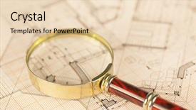  Presentation with architecture plans - Beautiful PPT theme featuring architecture blueprint - house plans magnifying backdrop and a lemonade colored foreground