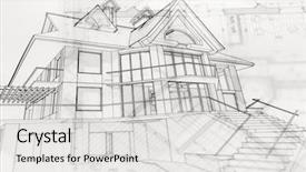  Presentation with drawing architecture - PPT layouts with architecture blueprints house drawing background and a light gray colored foreground