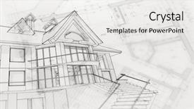  Presentation with drawing architecture - Slides with ingenierie de formation - architecture blueprints house drawing background and a  colored foreground