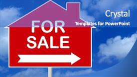  Presentation with for sale sign - Audience pleasing slides consisting of real estate plot sael - sale sign backdrop and a  colored foreground