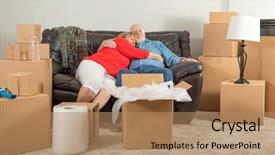  Presentation with senior couple - Audience pleasing slide set consisting of real estate retirement - affectionate tired senior adult couple backdrop and a  colored foreground