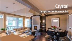  Presentation with clean house - Theme having real estate retirement - modern bright clean kitchen interior background and a coral colored foreground