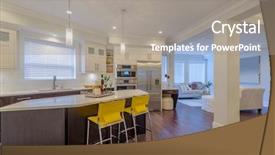  Presentation with clean house - Colorful theme enhanced with real estate retirement - modern bright clean kitchen interior backdrop and a gray colored foreground
