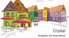  Presentation with building - Colorful PPT layouts enhanced with real estate school - building illustrations backdrop and a  colored foreground