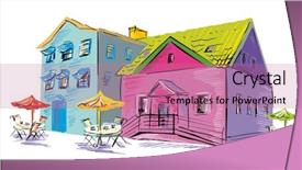  Presentation with building information modeling - Slides having real estate school - building illustrations background and a  colored foreground