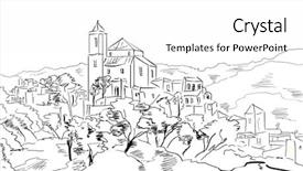  Presentation with old soho street - Amazing slide deck having real estate school - illustration street - facades backdrop and a  colored foreground