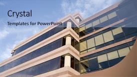  Presentation with modern building - PPT layouts enhanced with real estate school - modern corporate office building exterior background and a  colored foreground