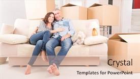  Presentation with happy new year 2022 - Audience pleasing slide set consisting of real estate senior housing - happy mature couple celebrating their backdrop and a lemonade colored foreground