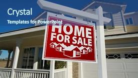  Presentation with real estate for sale - Slide deck with real estate sign and house background and a ocean colored foreground