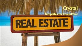  Presentation with real estate tax - Slides having real estate sign with beach background and a tawny brown colored foreground
