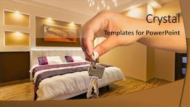  Presentation with estate - Amazing PPT layouts having real estate success - keys to modern apartment backdrop and a yellow colored foreground