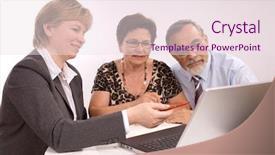  Presentation with planner - Slides featuring real estate tax - mature couple talking to financial background and a  colored foreground