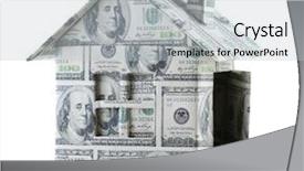  Presentation with white house - Cool new presentation with real estate tax - money house isolated on white backdrop and a  colored foreground