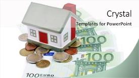  Presentation with euro - Slides enhanced with real estate tax - toy house for euro banknotes background and a white colored foreground