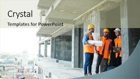  Presentation with petroleum consulting - Beautiful theme featuring real estate team building - inspectors consulting backdrop and a mint green colored foreground