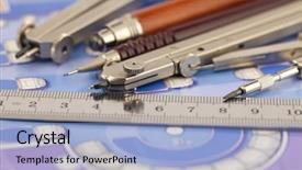  Presentation with architecture - Slide set consisting of real estate technology - architecture plan of interior work background and a light blue colored foreground