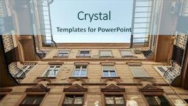  Presentation with apartment - Theme enhanced with real estate yellow - inner yard of an old background and a sky blue colored foreground