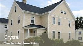  Presentation with tan - Slides having real estate yellow - tan corner house background and a gray colored foreground