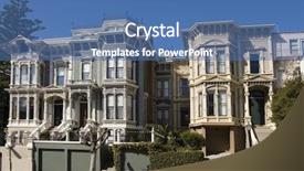  Presentation with victorian - PPT layouts enhanced with real estate yellow - victorian houses 02 background and a ocean colored foreground