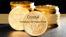  Presentation with gold - PPT layouts featuring real gold coins over dark background and a  colored foreground