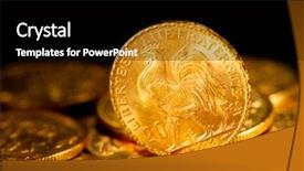  Presentation with gold - PPT layouts with real gold coins over dark background and a  colored foreground