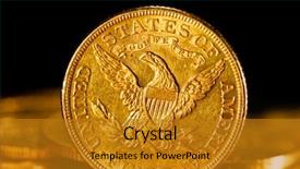  Presentation with gold coins and jewelry - Colorful slide deck enhanced with real gold coins over dark backdrop and a  colored foreground