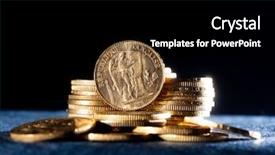  Presentation with gold - Beautiful PPT theme featuring real gold coins over dark backdrop and a  colored foreground