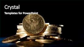  Presentation with gold coins and jewelry - Slides with real gold coins over dark background and a  colored foreground