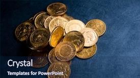  Presentation with gold - PPT theme having real gold coins over dark background and a  colored foreground