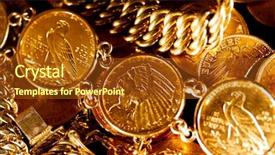  Presentation with gold - Slide deck with real gold coins over dark background and a tawny brown colored foreground