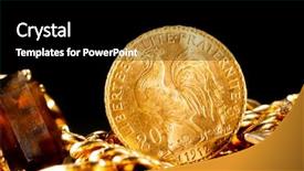  Presentation with gold coins and jewelry - Presentation design with real gold coins over dark background and a black colored foreground