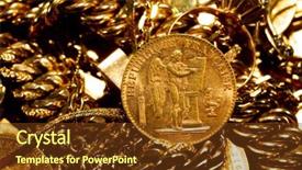  Presentation with gold - PPT theme featuring real gold coins over dark background and a tawny brown colored foreground