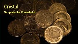  Presentation with pay - Cool new PPT layouts with real gold coins over dark backdrop and a wine colored foreground