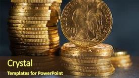  Presentation with gold - PPT theme with real gold coins over dark background and a  colored foreground