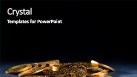  Presentation with pay - Colorful slide set enhanced with real gold coins over dark backdrop and a  colored foreground