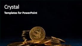  Presentation with gold coins and jewelry - Slide deck having real gold coins over dark background and a black colored foreground