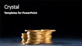  Presentation with gold - Slide set featuring real gold coins over dark background and a black colored foreground